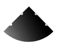 Étagères D'angle 2 Pcs Et Supports Chromés Verre Noir 45x45 Cm