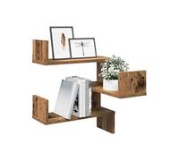 vidaXL Étagères d'angle murales 2 pcs Vieux Bois 40x40x49,5 cm, étagère Murale, étagère Suspendue, étagère Murale Suspendue, étagère d'angle