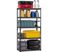 Étagères d'atelier VEVOR, 907 kg, étagères de stockage de garage à 5 niveaux, 406 x 813 x 1596 mm, étagères universelles, idéales pour cuisines, entrepôts, caves, noir