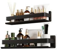 Étagères de douche, 2 pièces, en acier inoxydable noir, à fixer au mur, dimensions 30 + 40 cm, nécessitent perçage