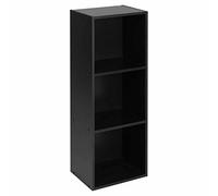 étagères de rangement à 2, 3 ou 4 niveaux Bibliothèque Organiseur de CD/DVD Meuble de bureau à domicile Coloris noir, noir, 3 étages
