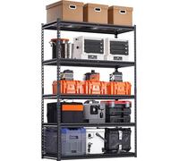 Étagères de stockage SucceBuy, capacité de charge de 1366 kg, étagère de garage haute performance à 5 niveaux, 50,8 cm P x 121,9 cm L x 182,9 cm H, étagères métalliques réglables, noir