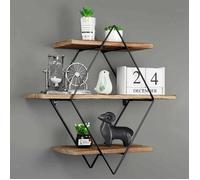Étagères Flottantes Décorative à 3 Niveaux - Étagère Murale Industrielle en Bois et Métal pour Salon Chambre Cuisine