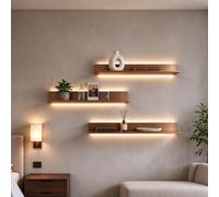 Étagères flottantes LED Aluminium Exposition éclairage RGB Mural | Support mural robuste, décoration créative pour bureau, bar & commerce, idéal pour la maison(C4k,150cm/59in)