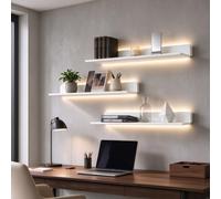 Étagères flottantes LED, présentoir Mural Aluminium, lumières RVB | Étagère éclairée en L, support robuste en métal pour déco créative, entrée, bar, salle de bain(B3.5k,80cm/31.5in)