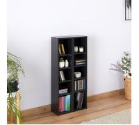 Etagères modulables MUSIQUE pour CD/DVD, lot de 2 meubles de rangement en colonne, 10 compartiments, en mélaminé décor béton foncé