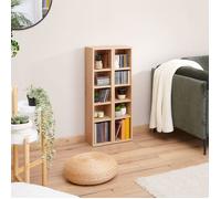 Etagères modulables MUSIQUE pour CD et DVD, lot de 2 meubles de rangement en colonne, 10 compartiments, en mélaminé chêne artisan
