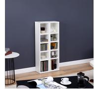 Etagères modulables MUSIQUE pour CD et DVD, lot de 2 meubles de rangement en colonne avec 10 compartiments, en mélaminé blanc mat