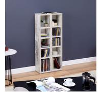 Etagères modulables MUSIQUE pour CD et DVD, lot de 2 meubles de rangement en colonne avec 10 compartiments, en mélaminé shabby chic