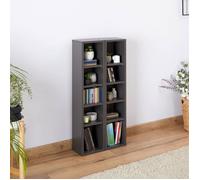 Etagères modulables MUSIQUE pour CD et DVD, lot de 2 meubles de rangement en colonne avec 10 compartiments, en mélaminé gris mat