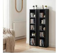 IDIMEX Etagères modulables Musique pour CD et DVD, Lot de 2 Meubles de Rangement en Colonne avec 10 Compartiments, en mélaminé Noir Mat