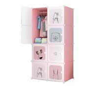 Étagères Modulaires Enfant, Organisateur de Vêtements pour Placard, Étagère pour Chambre, Couloir. Étagères de Rangement pour la Maison, Le Couloir, la Chambre, 8 modules, 140x105 cm,Rose