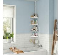 Etagères murale, pour Salle de Bain avec 4 Tablettes, 85-305 cm, Hauteur Réglable, Blanc