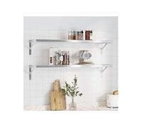 vidaXL Étagères murales 2 pcs 100x23,5x3 cm argenté acier inoxydable, étagère flottante, étagère murale d'exposition, 30280