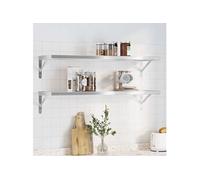 vidaXL Étagères murales 2 pcs sans Équerres 100x30 cm argenté Acier Inoxydable, étagère Flottante, étagère Murale d'exposition, Panneau d'étagère