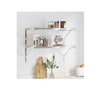 vidaXL Étagères murales 2 pcs 75x40 cm argenté Acier Inoxydable