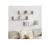 vidaXL Étagères murales Sonoma Gris 3 pièces 80×18×18 cm Bois ingénierie