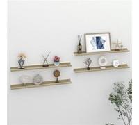vidaXL 4X Etagères Murales Etagères Suspendues Etagères Flottantes Salon Salle de Séjour Chambre Maison Intérieur Blanc et Chêne Sonoma 80x9x3 cm