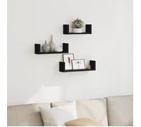 Étagères murales - CLOUD - armoires murales 3 pcs Étagères murales 3 pcs noir - Bois d'ingénierie ABHT 5695289