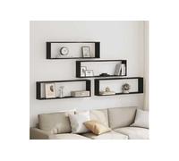 vidaXL Étagères murales cube 4 pcs chêne noir 100x15x30 cm bois 862059