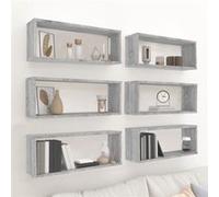 vidaXL Étagères murales cube Sonoma gris 6 pcs 60x15x23 cm Bois