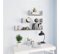 vidaXL Étagères murales d'affichage 3pcs Sonoma gris Bois d'ingénierie