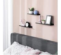 SONGMICS Étagères murales en métal, Lot de 3, Tablettes flottantes, Style Industriel, pour décorations, Cadres Photos, bibelots, 6 vis incluses, agencements Multiples, Noir LFS12BK