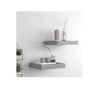 Etagères murales flottantes 2 pcs gris 23x23,5x3,8 cm MDF