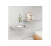 Etagères murales flottantes 2 pcs gris béton 50x23x3,8 cm MDF