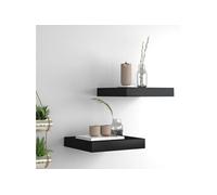 vidaXL Étagères murales flottantes 2 pcs noir 23x23,5x3,8 cm MDF