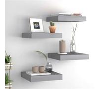 vidaXL Étagères murales flottantes 4 pièces MDF Gris 23×23,5×3,8 cm