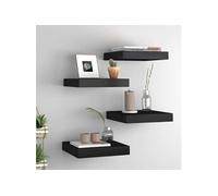 Étagères murales flottantes 4 pcs noir 23x23,5x3,8 cm MDF Noir G