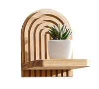 Étagères murales flottantes en bois | Suspension flottante pour pots, figurines, pots, articles de toilette, jardinière, cuisine, chambre à coucher, salon, bureau, couloir, coin paulownia, marron