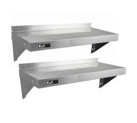 Étagère murale KuKoo en acier inoxydable pour la restauration, étagère de cuisine, étagère en acier inoxydable, étagère murale, étagère à épices, meuble en acier inoxydable avec 2 chiffons en microfib