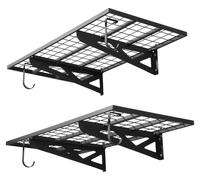 Étagères murales pour garage - Lot de 2 étagères métalliques robustes - Dimensions : 121,9 x 62 x 21 cm par étagère - Capacité de charge : 113 kg par niveau - Plateau et porte-outils - Fixation murale