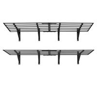 Étagères murales robustes à 2 niveaux, lot de 4, dimensions 610 x 914 mm. Unité d'étagères en acier à fixer au mur, dimensions 610 x 1828 mm par étagère. Rangement mural métallique pour garage, capaci
