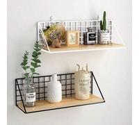 Étagères murales sans perçage, étagère suspendue en bois pour salon chambre à coucher, panier de rangement, décoration murale, organisateurs 2pcs White M