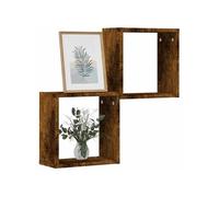 vidaXL Étagères murales en forme de cube 2 pcs chêne fumé 30×15×30 cm