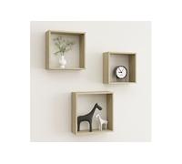 Vidaxl Étagères Murales Sous Forme De Cube 3 Pcs Chêne Sonoma Multicolore