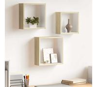 Vidaxl Étagères Murales Sous Forme De Cube 3 Pcs Chêne Sonoma Multicolore