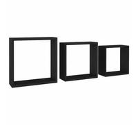 vidaXL Étagères murales sous forme de cube 3 pcs Noir MDF