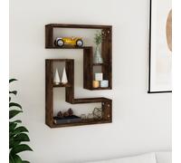 vidaXL Étagère Murale Montage Mural 2 pc Chêne Noir 50 x 15 x 85 cm | La finition en chêne noir est top et s'intègre bien à tous les décors, Ces étagères murales maximisent votre espace au sol,