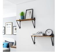Étagères murales VASAGLE - Lot de 2 - Noir rustique - Support en fer et MDF - 60 x 20 x 33 cm