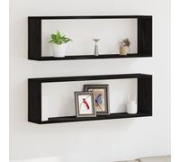 Étagères murales vidaXL - Set de 2, Chêne Noir, 80x15x26 cm, Fabriquées en Bois d'ingénierie