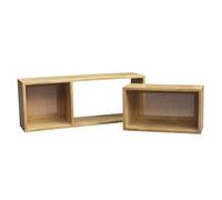 Étagères niches murales gigognes en bois manguier massif et cannage rotin L80 cm (lot de 2) ACANGE