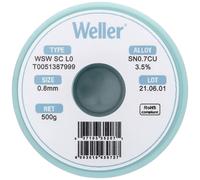 Étain à souder sans plomb Sn0,7Cu 0.8 mm Weller WSW SC L0 bobine 500 g