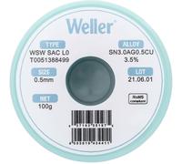 Weller WSW SAC L0 T0051388499 Fil De Soudage Sans Plomb, Ø 0,5mm, Alliage Sn96.5Ag3.0Cu0.5, Teneur De L'écoulement 3,5% 100g