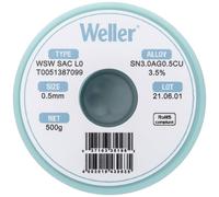 Étain à souder sans plomb Sn3,0Ag0,5Cu 0.5 mm Weller WSW SAC L0 bobine 500 g