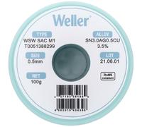 Étain à souder sans plomb Sn3,0Ag0,5Cu 0.5 mm Weller WSW SAC M1 bobine 100 g