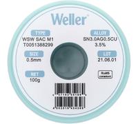 Étain à souder sans plomb Sn3,0Ag0,5Cu 0.5 mm Weller WSW SAC M1 bobine 100 g
